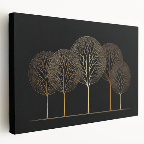 Elegant Gold Tree Wall Art - Modern Abstract Canvas for Living Room