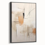 Framed canvas showcasing a stunning abstract minimalist wall art design with a sleek black frame. The piece features soft lines and muted colors, perfect for modern home decor.