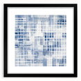 Large Abstract Wall Art – Blue Grid Modern Geometric Wall Decor