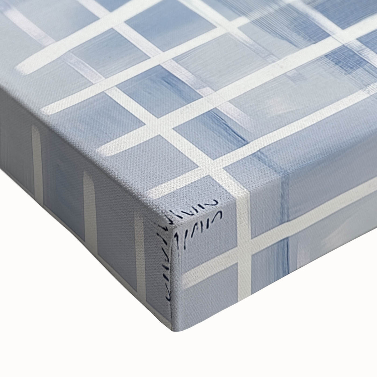 Large Abstract Wall Art – Blue Grid Modern Geometric Wall Decor