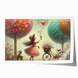 Whimsical Girl and Bubbles Wall Art - Dreamy Nursery Print