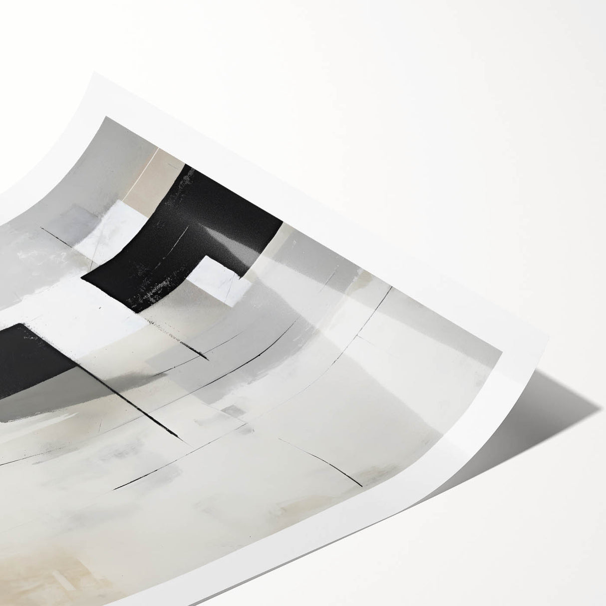 Dining Room Wall Decor - Minimalist Black & White Abstract Art