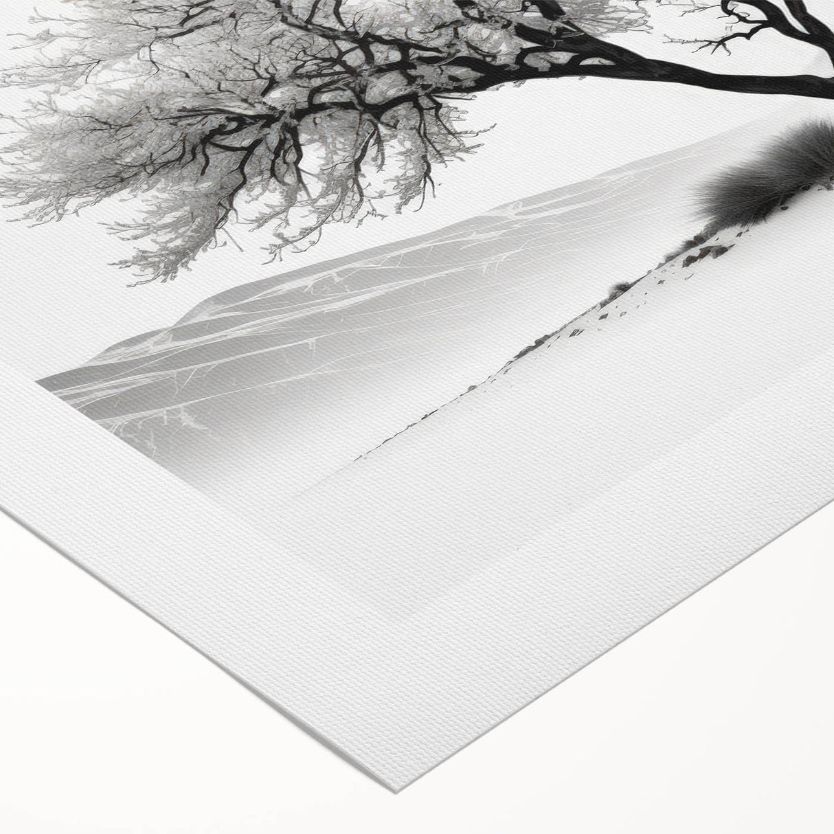 Modern Tree Wall Art - Black, White & Gold Abstract Canvas Print