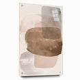 Abstract minimalist wall art piece displayed in a side view, showcasing vibrant colors and unique design elements, mounted with stylish pins for contemporary decor.