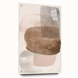 Abstract minimalist wall art piece displayed in a side view, showcasing vibrant colors and unique design elements, mounted with stylish pins for contemporary decor.