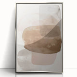 Framed abstract minimalist wall art in silver acrylic, showcasing geometric shapes and soft color gradients, perfect for modern home decor.