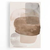 Abstract minimalist wall art on stretched canvas showcasing soft pastel colors and geometric shapes, perfect for modern home decor and artistic expression.