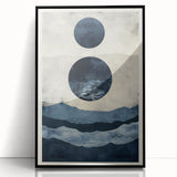 Modern Dining Room Wall Art - Navy & Beige Abstract Canvas