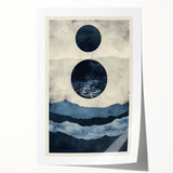 Modern Dining Room Wall Art - Navy & Beige Abstract Canvas