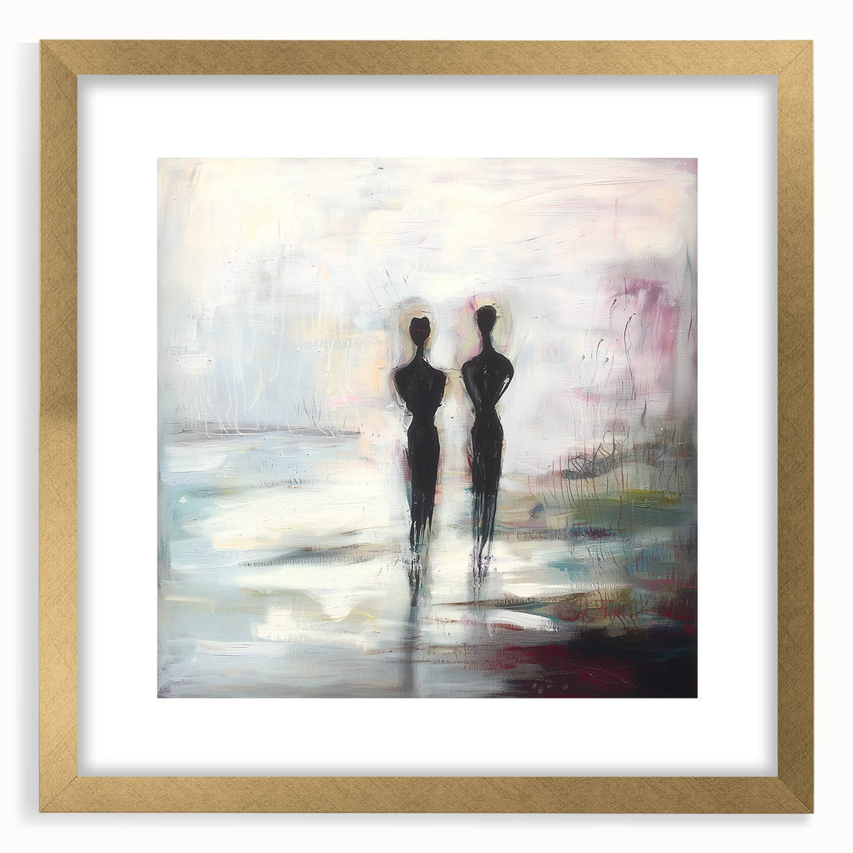Abstract Couple Wall Art - Modern Canvas Print for Living Room