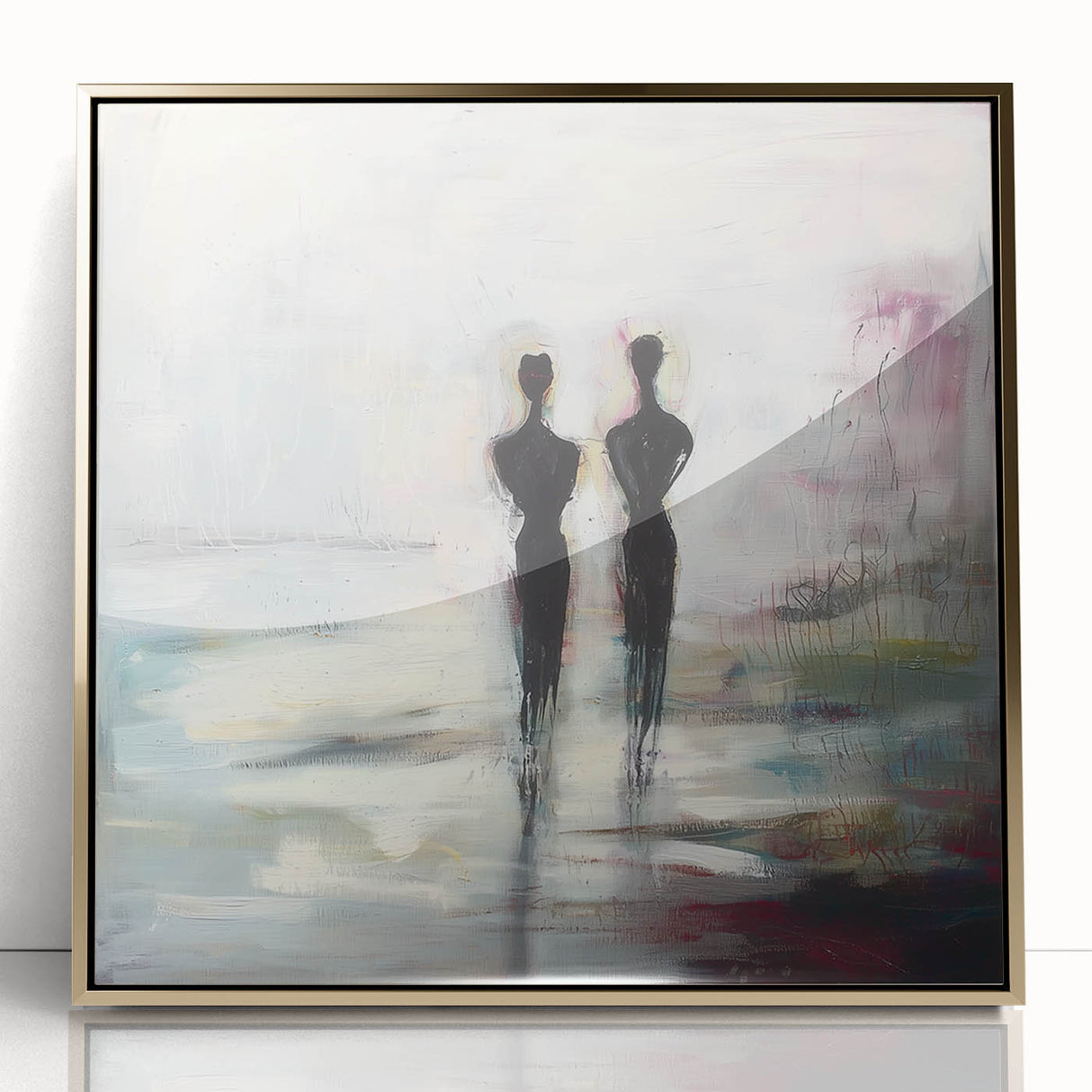 Abstract Couple Wall Art - Modern Canvas Print for Living Room