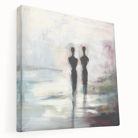 Abstract Couple Wall Art - Modern Canvas Print for Living Room
