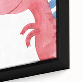 Playful Red Dinosaur Girls Room Wall Art - Fun Nursery Print