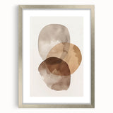 Abstract minimalist wall art framed in silver with a mat, showcasing a geometric design that adds a modern touch to any home decor. Perfect for contemporary interiors.