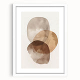 Abstract minimalist wall art framed in white, showcasing geometric patterns and soft neutral tones, perfect for modern home decor and enhancing interior aesthetics.