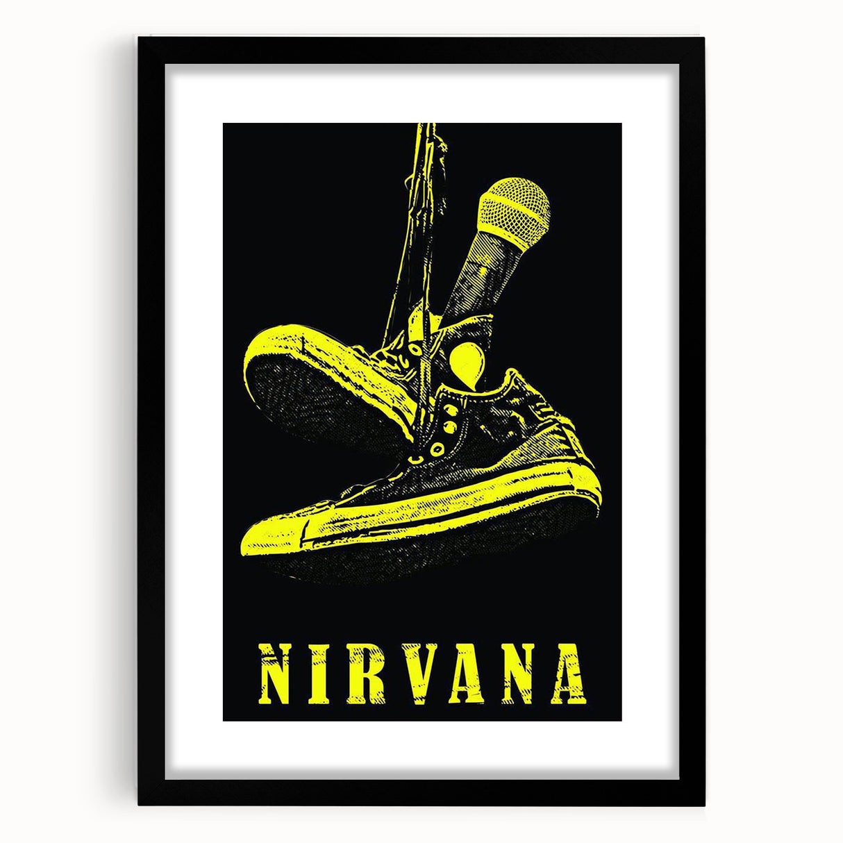 Nirvana Shoes & Microphone Poster - Retro Punk Art - Vintage Rock Print