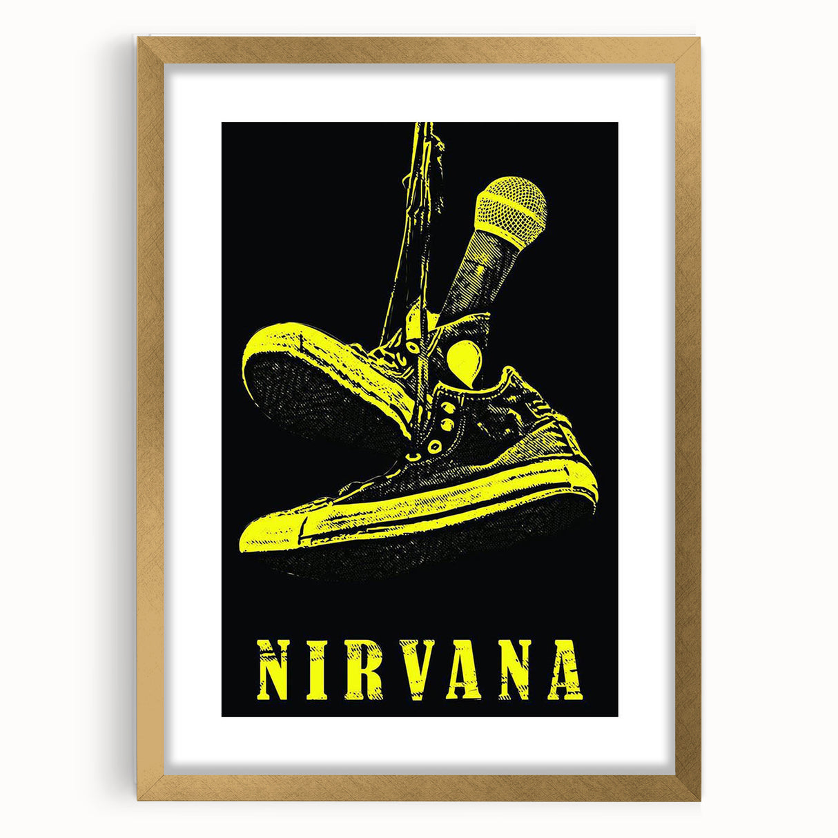 Nirvana Shoes & Microphone Poster - Retro Punk Art - Vintage Rock Print