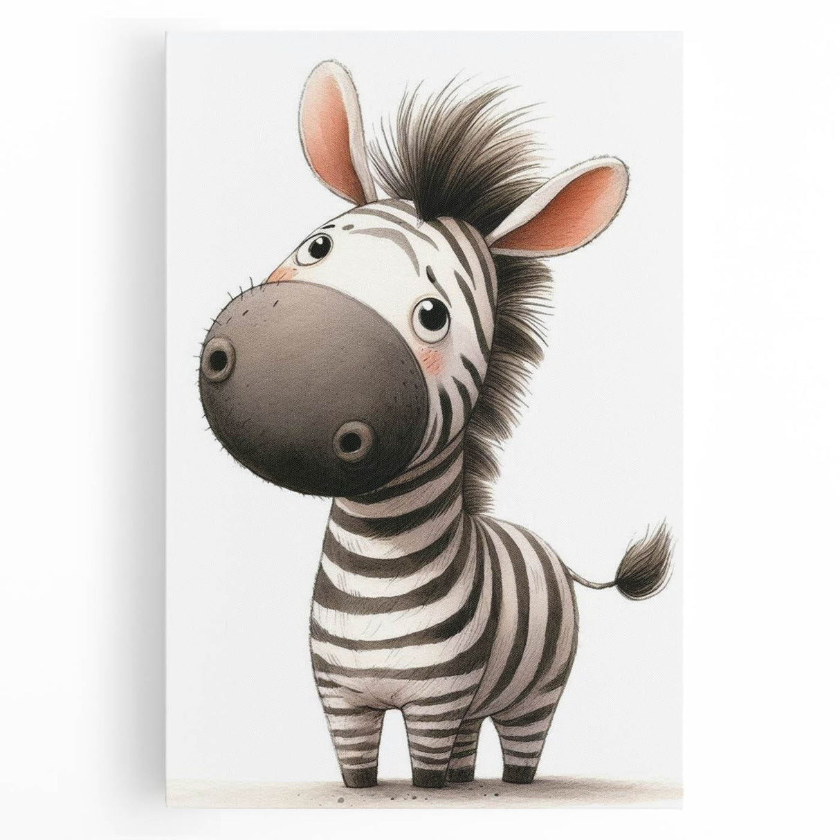 Adorable Zebra Girls Room Wall Art - Playful Nursery Animal Print