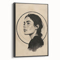 Framed canvas wall art showcasing an abstract minimalist design in black, viewed from the side, perfect for modern home decor. This elegant piece enhances any living space with its sleek lines and contemporary style, making it a striking focal point.