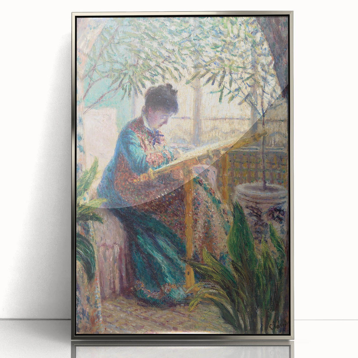 Impressionist Portrait - Madame Monet Embroidering by Claude Monet Art