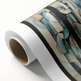 Abstract geometric design printed on rolled canvas, showcasing vibrant colors and intricate patterns, ideal for modern home decor. Packaged securely in a sturdy cardboard tube for safe shipping.