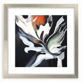Abstract splatter art frame in silver with a matte finish, showcasing vibrant paint splashes on a white background, ideal for modern home decor.