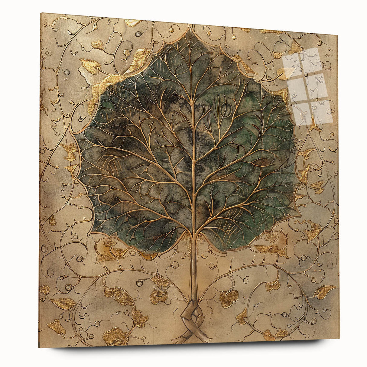 Acrylic wall art design showcasing vibrant flowers and botanical leaves, displayed in a sleek side view without pins, perfect for adding a modern touch to home decor. Ideal for nature lovers and art enthusiasts alike.