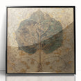 Framed acrylic wall art featuring a vibrant floral and botanical design with black leaves, perfect for modern home decor, displayed from a front view.