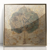 Framed wall art featuring a vibrant floral and leaf design with acrylic gold accents, showcasing a modern aesthetic ideal for home decor.