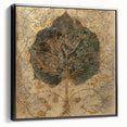 Framed wall art featuring a botanical design of vibrant flowers and leaves on a black background, showcasing a modern aesthetic suitable for contemporary decor.