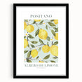 Extra large abstract art print featuring colorful, textured fruits, in a black frame with mat, ideal for living room decor.