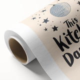 Art deco poster featuring playful food motifs in pastel colors on rolled canvas, ideal for nursery wall art.