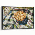 Black and white framed canvas featuring vintage poster art of pastries, ideal for bedroom wall decor.