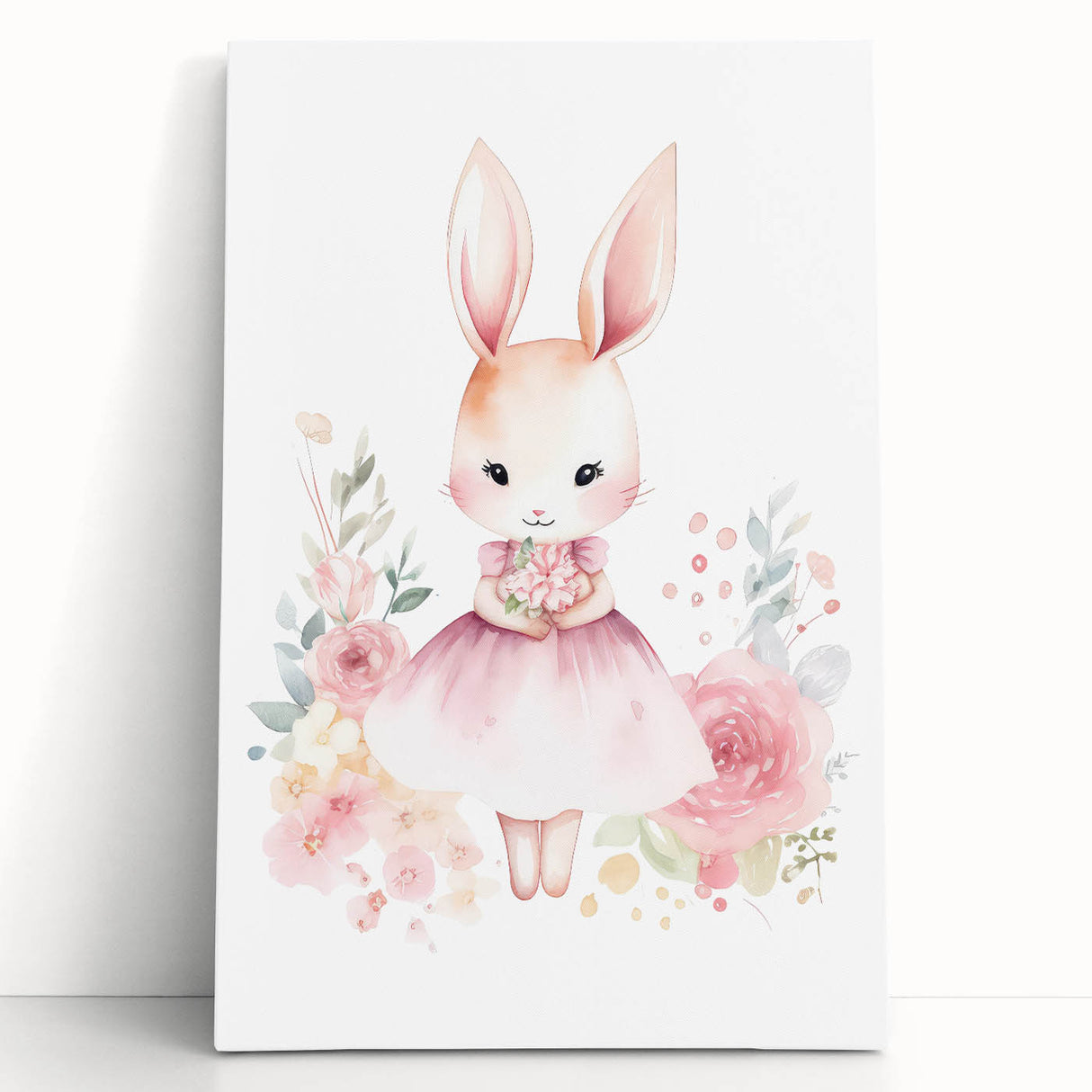 Floral Bunny Girls Room Wall Art – Nursery Print