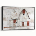 Framed landscape barn wall art in a black frame, showcasing rustic charm with vibrant colors, perfect for enhancing home decor and adding warmth to living spaces.