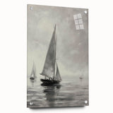 Acrylic landscape art print displayed in a side view, featuring vibrant colors and intricate details, secured with pins on a sleek glass surface, perfect for modern decor.