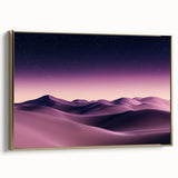 Framed canvas artwork depicting serene sand dunes in golden hues, showcasing a side view that highlights the texture and depth of the design, perfect for modern decor.
