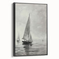 Framed canvas artwork showcasing a vibrant landscape design, featuring rich colors and intricate details, displayed in a sleek black frame from a side view.