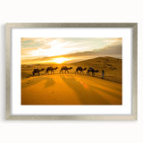 Textured abstract art print of a Moroccan landscape in earthy tones, framed in silver, ideal for bedroom art.