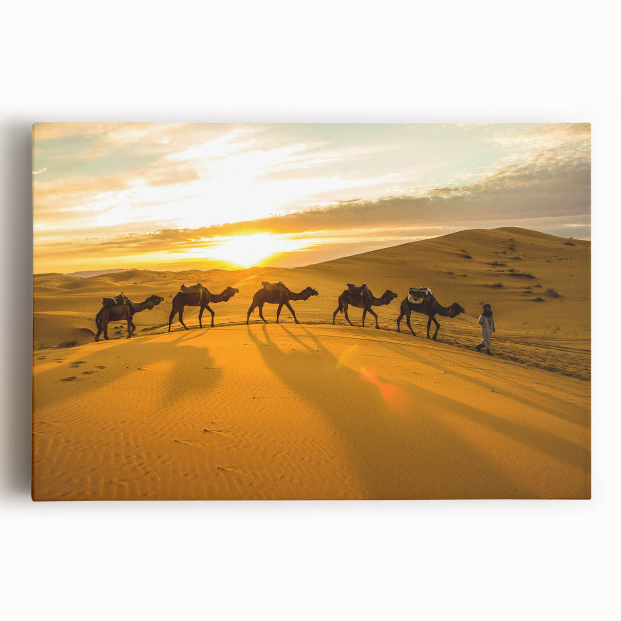 Black and white large art print of Moroccan scenery on stretched canvas, suitable for kitchen wall art.