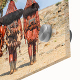 Large abstract wall art depicting a Namibian scenery in mid-century modernist style, ideal for dining room art.