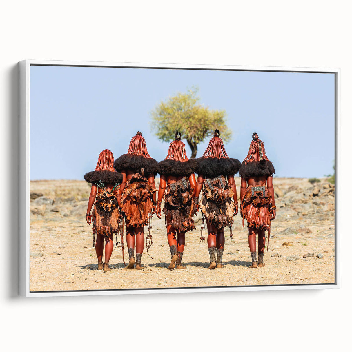 Framed canvas landscape art painting featuring a serene Namibian scenery in muted earth tones, ideal for bedroom wall decor.