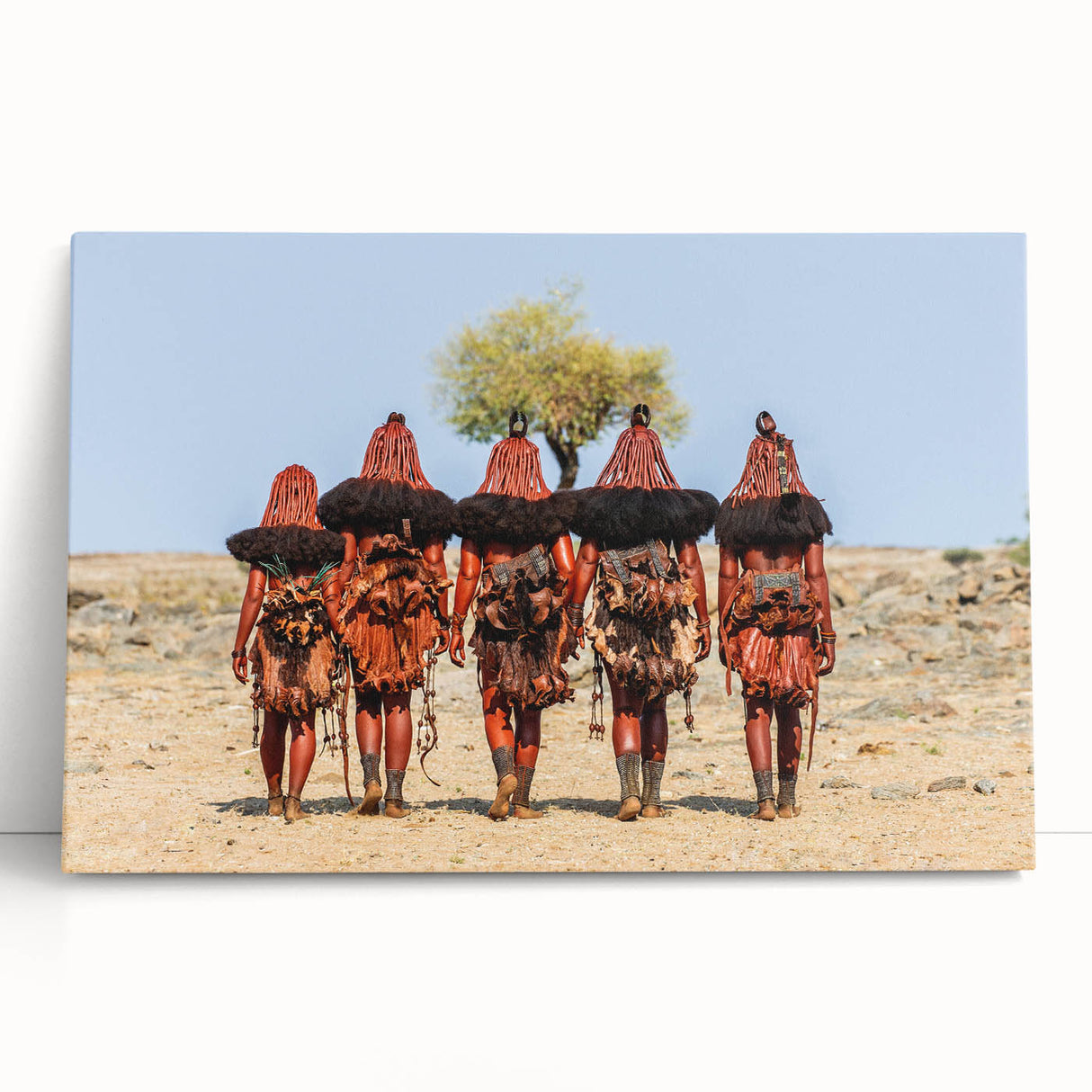 Black and white photograph of Namibian desert landscape on large stretched canvas.