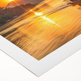 Art deco poster of a serene Laos landscape in soft green and blue tones on rolled canvas, ideal for dining room decor.