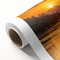 Art Deco poster of a Laos scenery in muted earth tones on rolled canvas, ideal for nursery wall art or dining room decor.