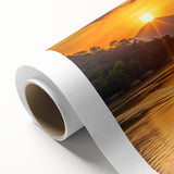 Art Deco poster of a Laos scenery in muted earth tones on rolled canvas, ideal for nursery wall art or dining room decor.