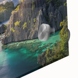 Large abstract wall art depicting a Philippine landscape in muted earth tones on acrylic glass.