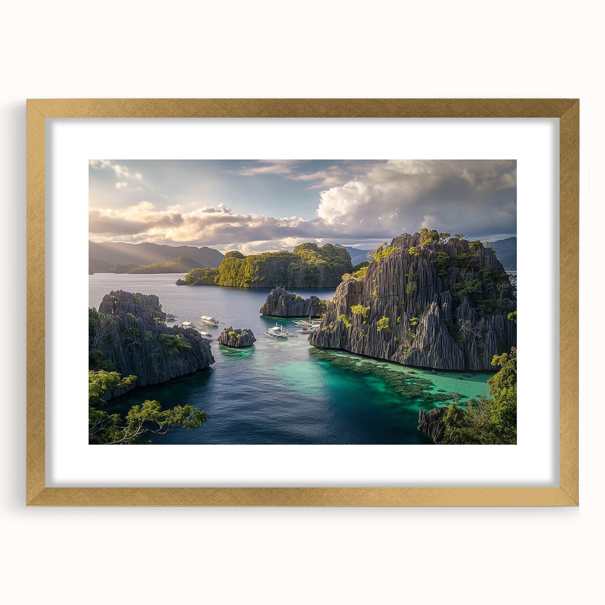 Extra large abstract art print of a textured Philippine landscape in muted earth tones on a framed canvas.