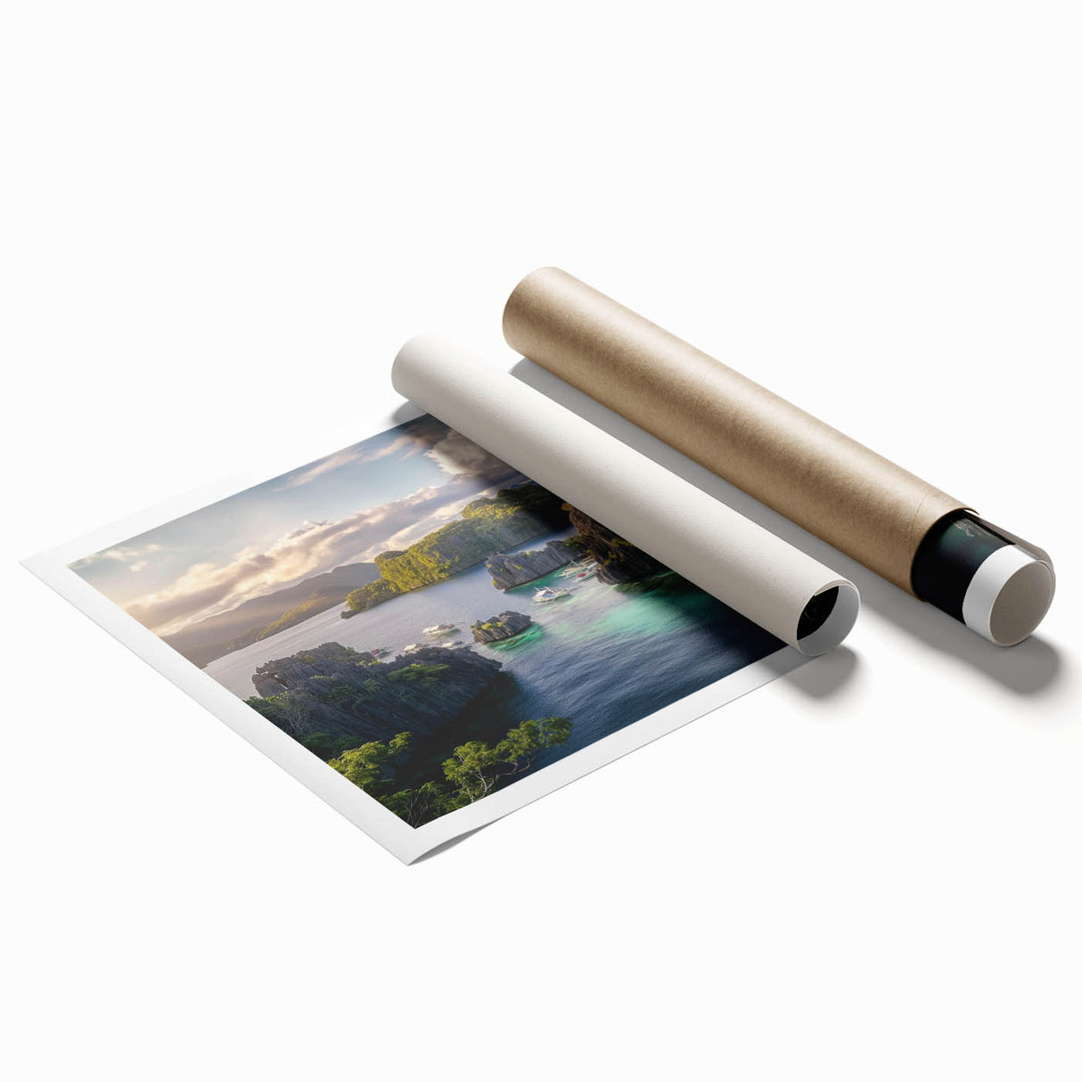 Extra large rolled print of a serene Philippine landscape with lush greenery and floral elements.