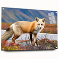Large abstract wall art depicting a Yukon scenery in muted earth tones on acrylic glass.